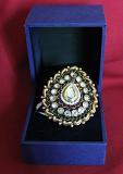 Golden Stone Work Large Jodha Akbar Style Finger Ring